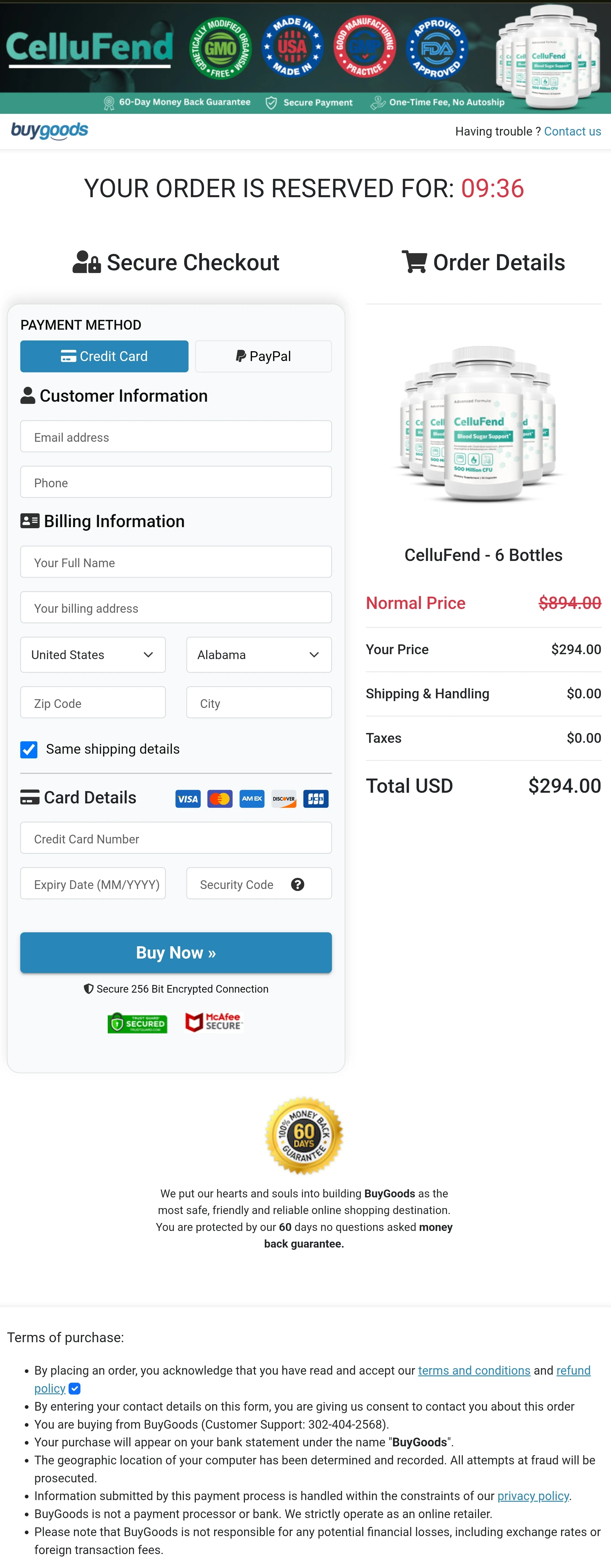 CelluFend order form